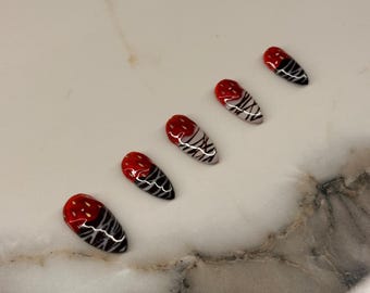 Chokladtäckta jordgubbsnaglar, 3D mandelformade naglar