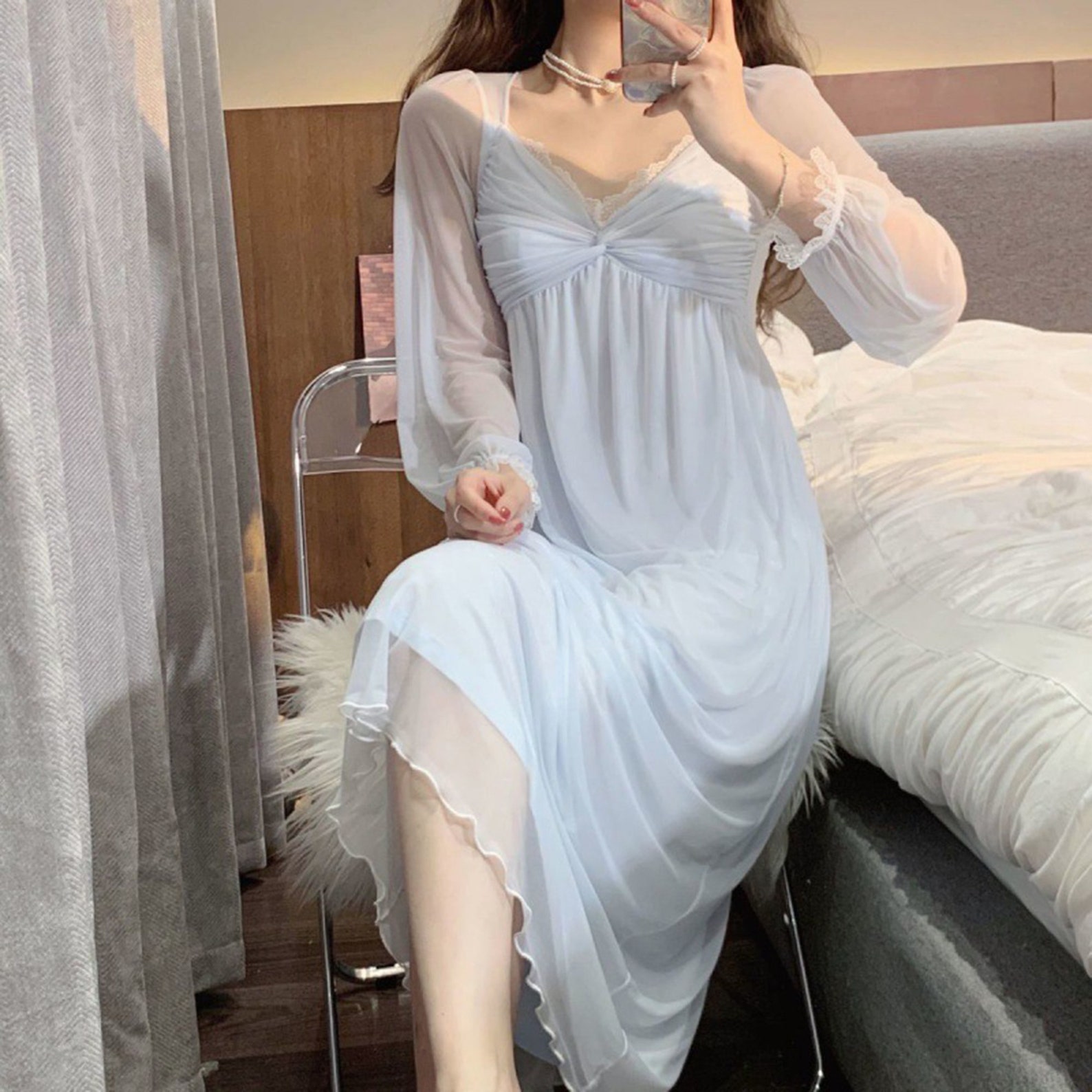 French Lace Princess Nightgown Bridgerton Cottagecore Dress Etsy