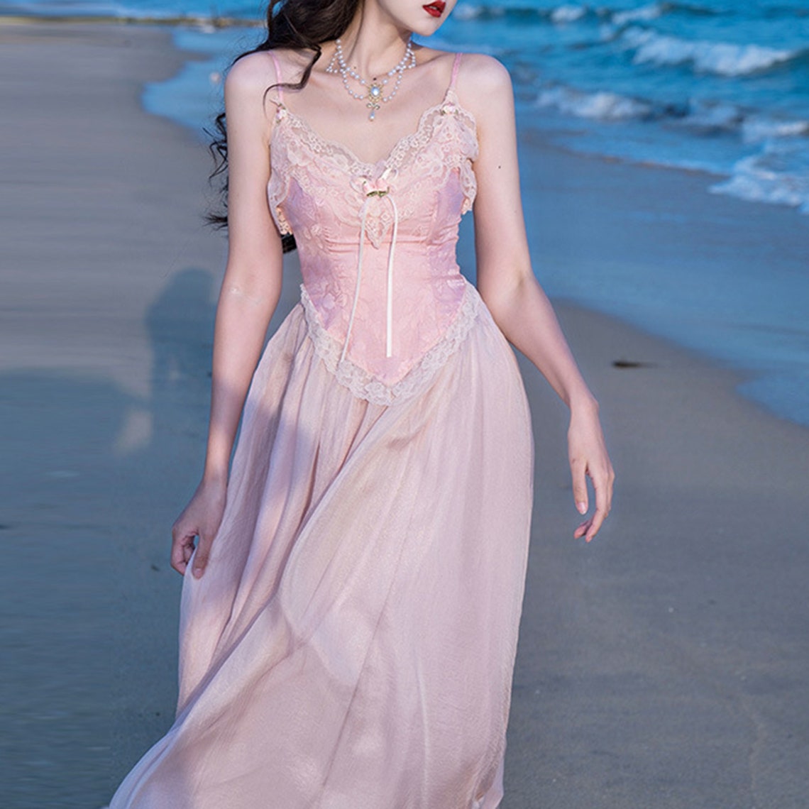 French Lace Corset Dress Vintage Princess Dress Pink Fairy Etsy