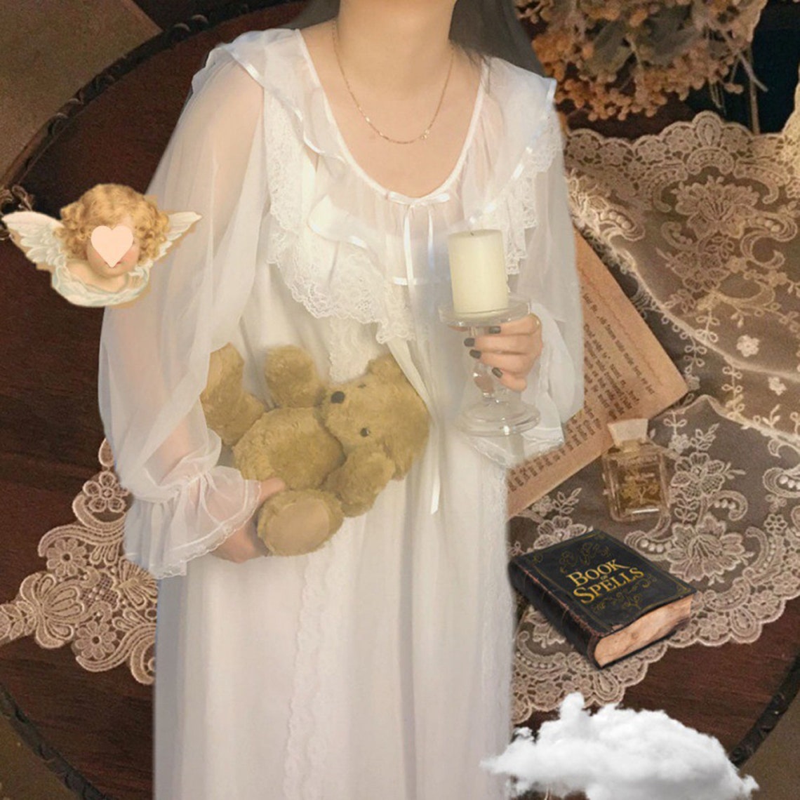 French Lace Fairy Nightgown Bridgerton Cottagecore Dress Etsy