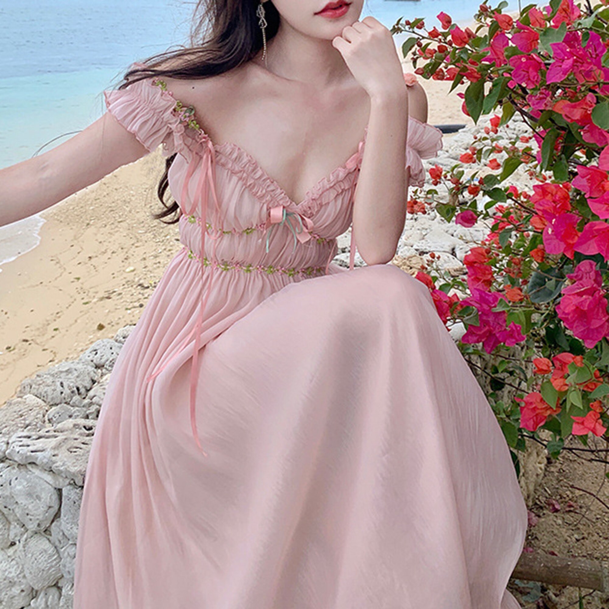 Pink Floral Slip Dress Corset Dress Cottagecore Dress - Etsy