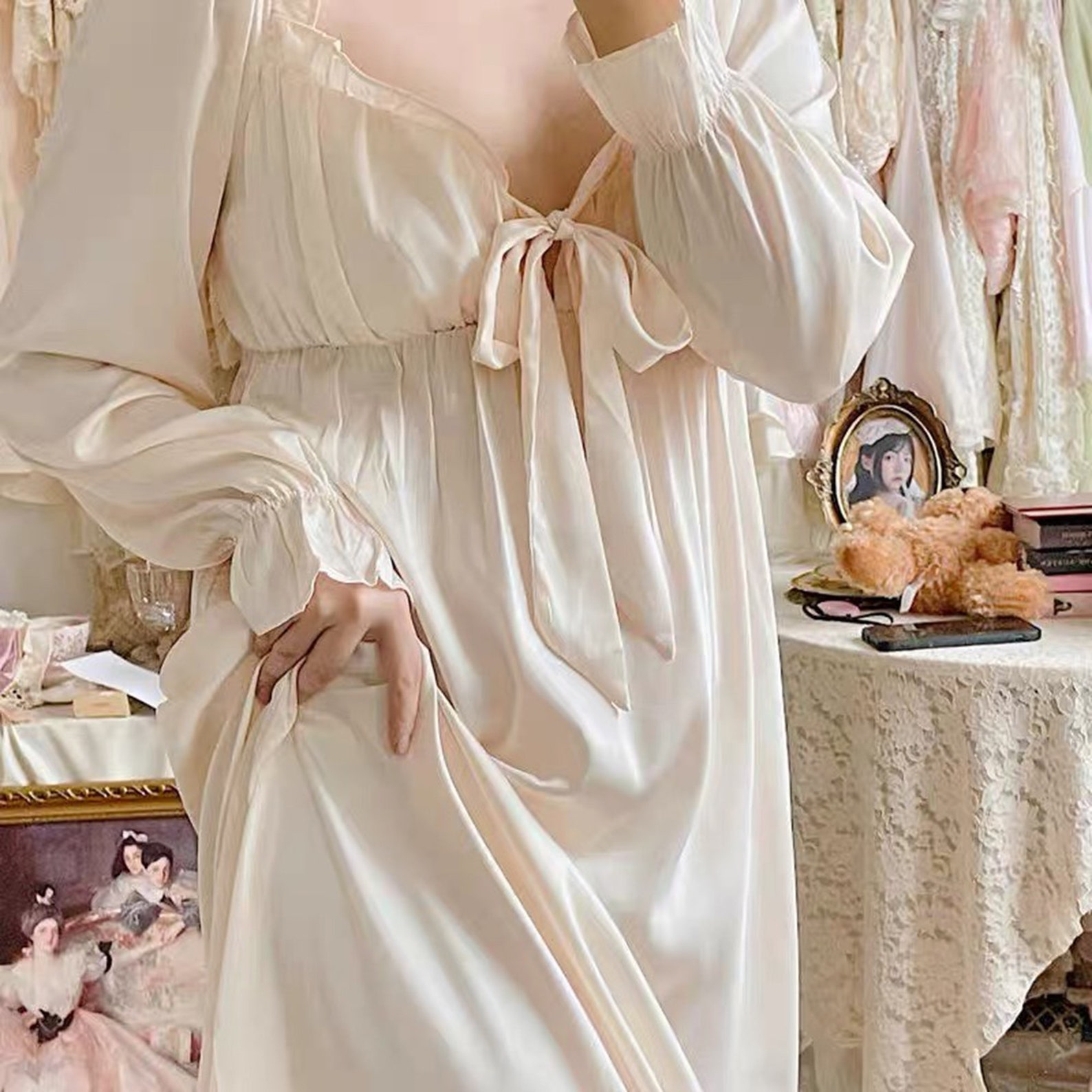 French Vintage Nightgown Bridgerton Cottagecore Dress Fairy Etsy