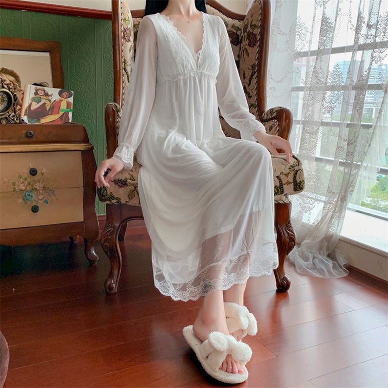 Vintage Lace Nightgown Bridgerton Cottagecore Dress Gentle Etsy