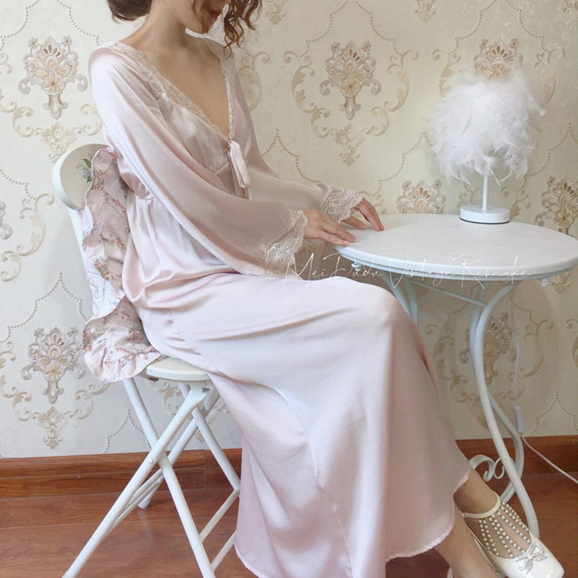 French Vintage Lace Nightgown Bridgerton Cottagecore Dress Etsy