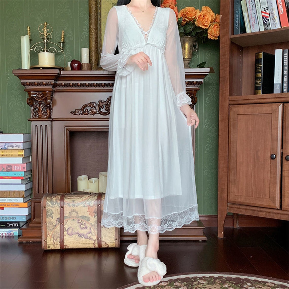Vintage Lace Nightgown Bridgerton Cottagecore Dress Gentle Etsy