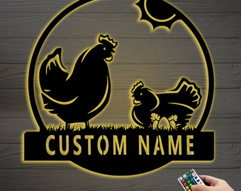 Custom chicken coop with LED light sign,custom farm,barn decoration,egg farmhouse name sign,establishment date,Custom chicken coop sign