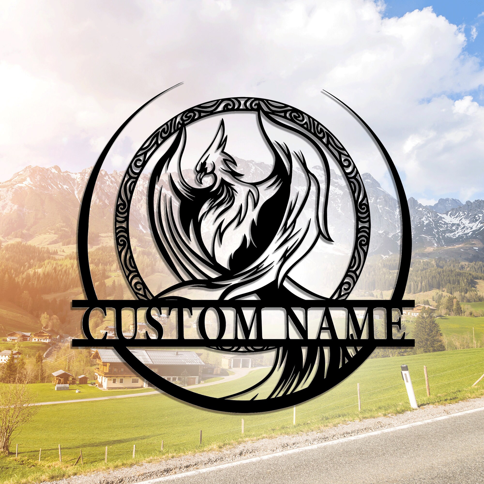 Personalized Rise Phoenix Metal Wall Art With LED Lights, Custom Metal ...