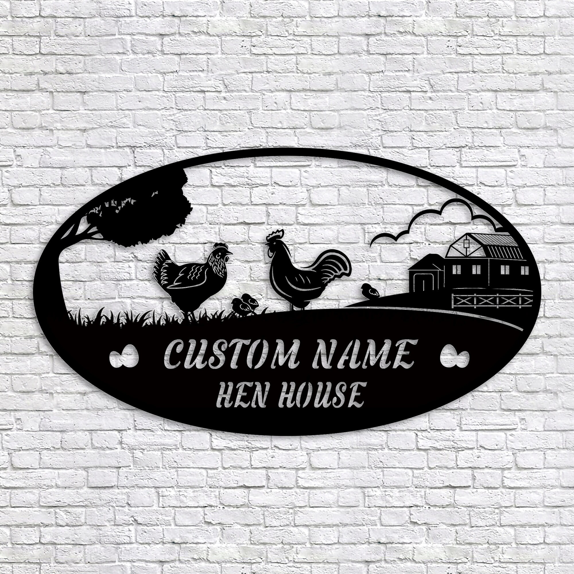 Custom Chicken Coop Sign With LED Light, Chicken Coop Sign, Modern