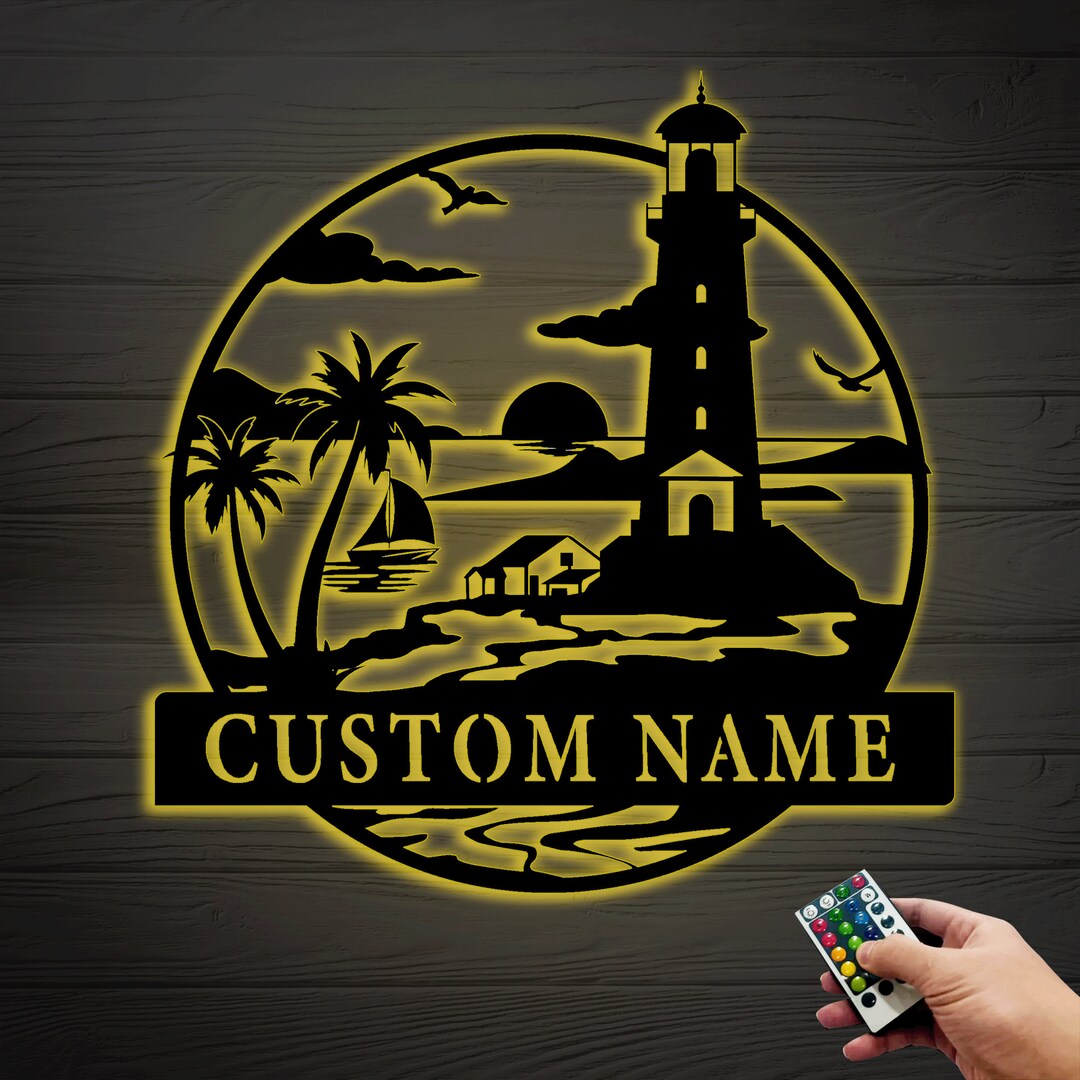 Personalized Metal Lighthouse Welcome Sign With LED Light, Outdoor ...