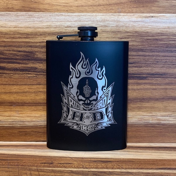 Harley Davidson Gift Flask, Personalized, Mom Dad Biker Gift, Wedding, Bride, Groom Gift Whiskey To Go Holder, Portable Alcohol Container