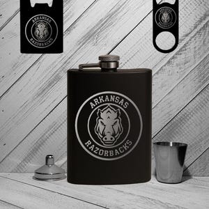 College, NCAA, Big 12, ACC Team Flask, 5-piece flask set Engraved, Personalized 8oz Flask and more L2E/NCAA101