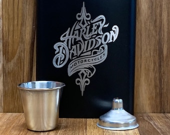 Personalized, HARLEY DAVIDSON, 5 piece flask set Engraved,  L2E/HD-L