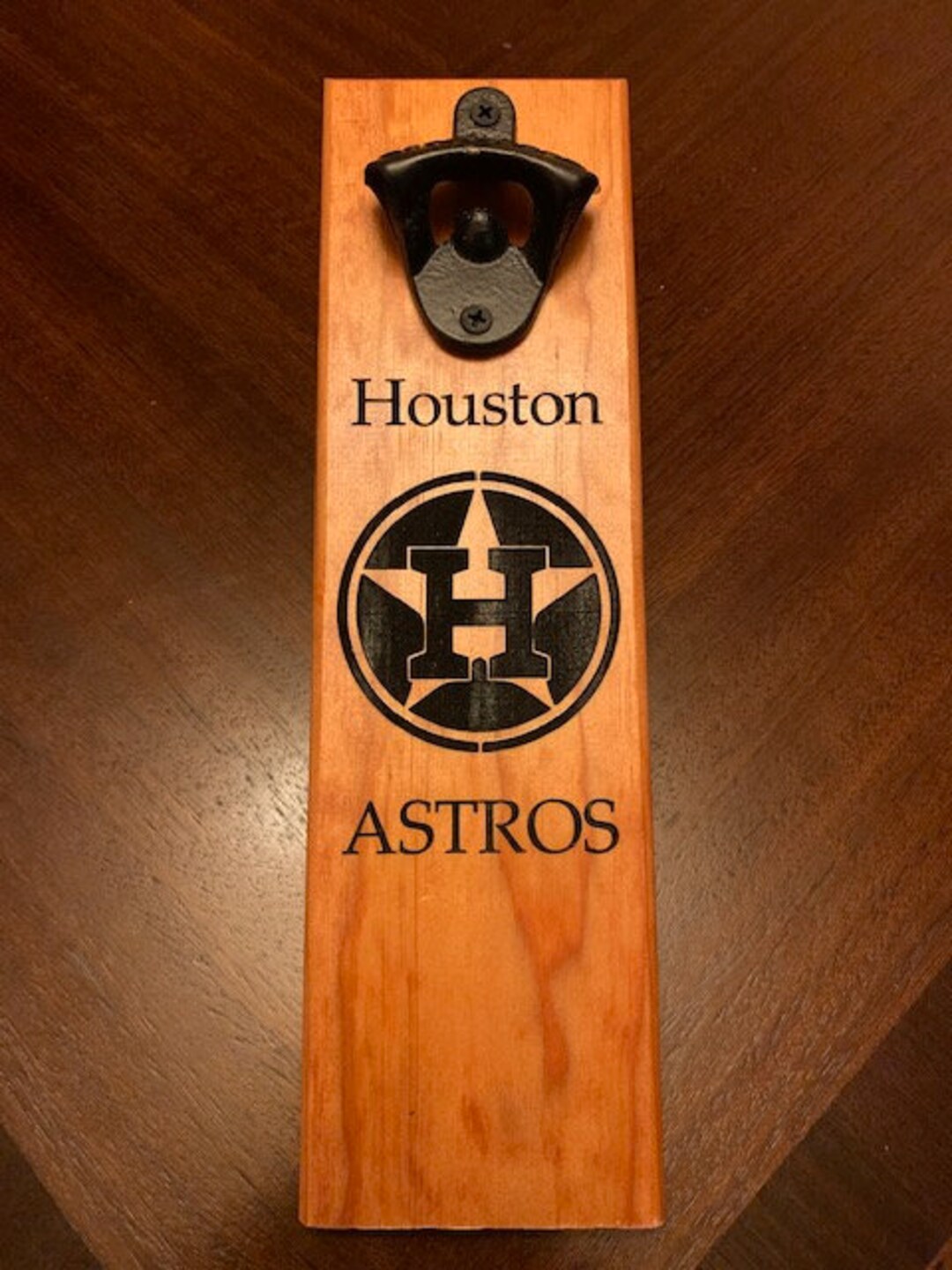 Houston Astros Engraved Bottle Opener Solid Wood Etsy