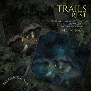 Trails Rest Campsite, Battlemap, Map-Pack, d&d, Travel, Roleplay, digitale Karten, Waldkarten, Campingkarten, Inkarnate.