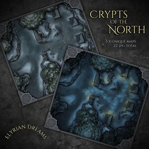 Crypts of the North - Paquete de mapas de juegos digitales ideal para Roll20, DnD5e, RPG Gaming.