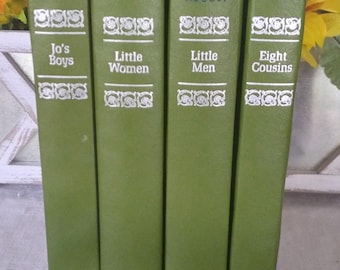 Louisa May Alcott, Little Women, Little Men, Jo's Boys, Eight Cousins-4 books- Illustrated 1950s