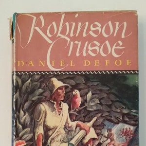 The Adventures of Robinson Crusoe by Daniel Defoe with Dust Jacket  Illustrated Junior Library 1946