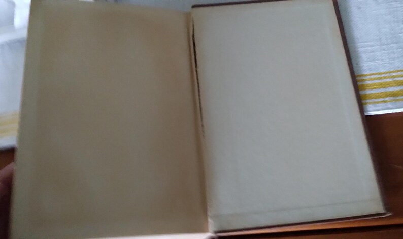 Pode incluir: Um livro aberto com p&aacute;ginas envelhecidas e esbranqui&ccedil;adas. A lombada do livro &eacute; marrom escuro e as p&aacute;ginas mostram sinais de idade. O livro est&aacute; aberto, revelando as p&aacute;ginas em branco, sugerindo que &eacute; um item vintage ou antigo.
