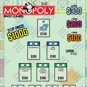 Monopoly Climber Bingo Board