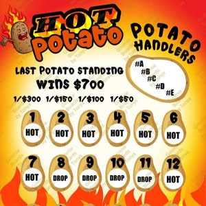 Hot Potato Elimination Bingo Board