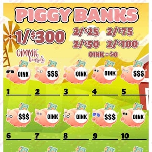 Piggy Banks Elimination Bingo Board
