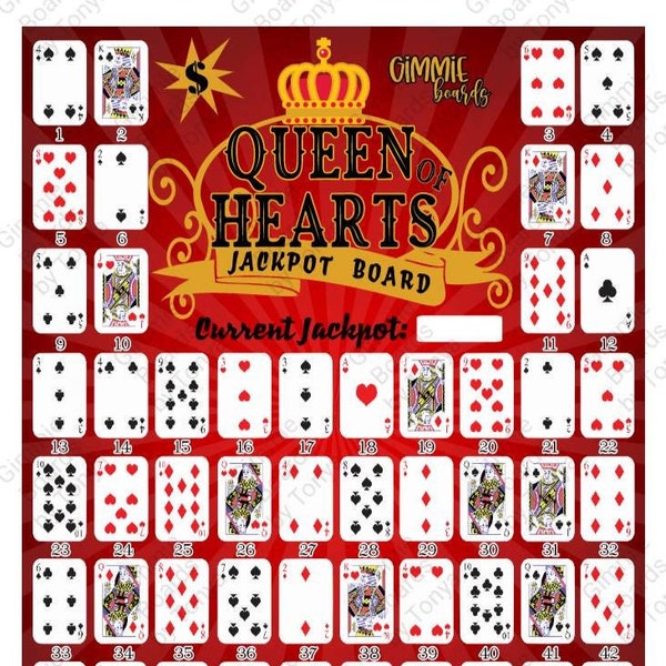 Queen Of Hearts Jackpot Board 8x10in!