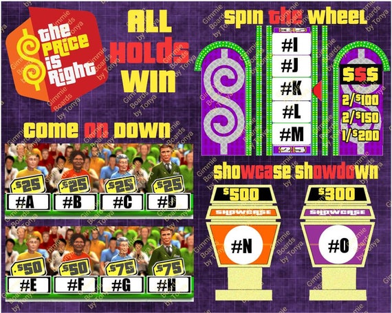 Price is Right All Holds Win Bingo Board 