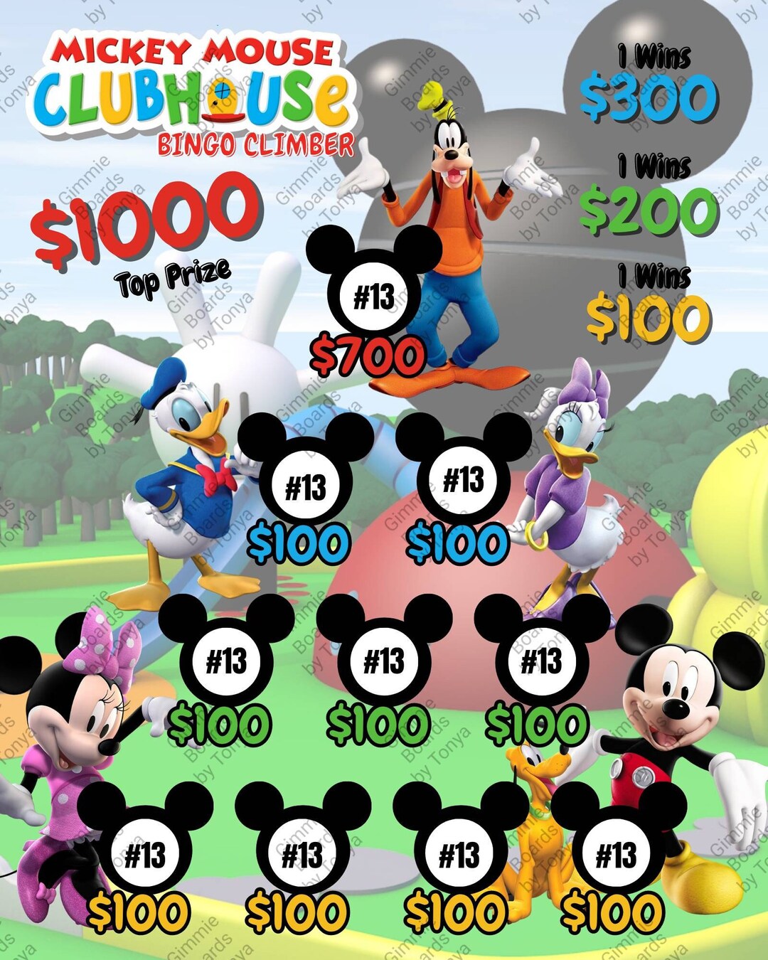 Mickey Mouse Club House Inspired Bingo Board. - Etsy