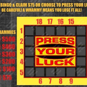 Press Your Luck Bingo Scratch Off Board