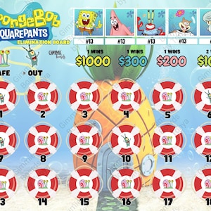 SpongeBob Inspired Elimination Bingo Board