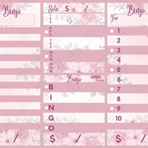 Pink Floral Laminated Bingo Sheet