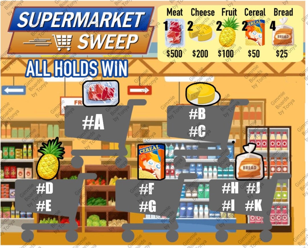 Supermarket Sweep All Holds Win Bingo Board - Etsy