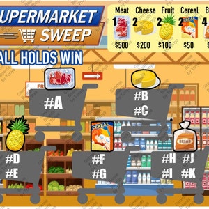 Supermarket Sweep All Holds Win Bingo Board