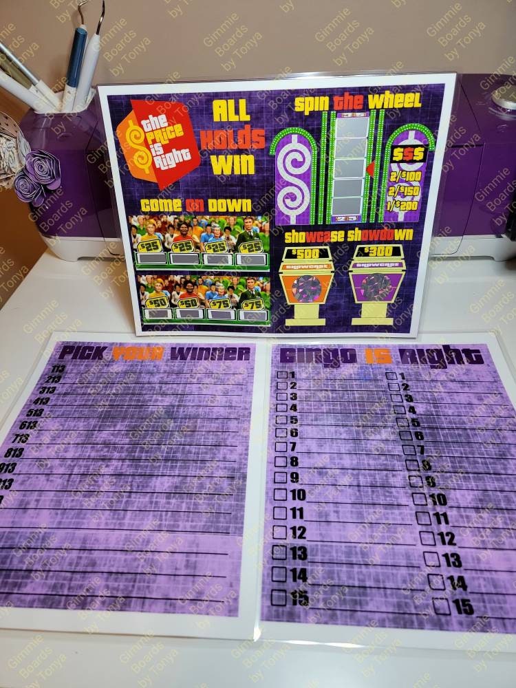 Price is Right All Holds Win Bingo Board 