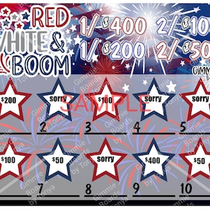 Red White & Boom Elimination Bingo Board
