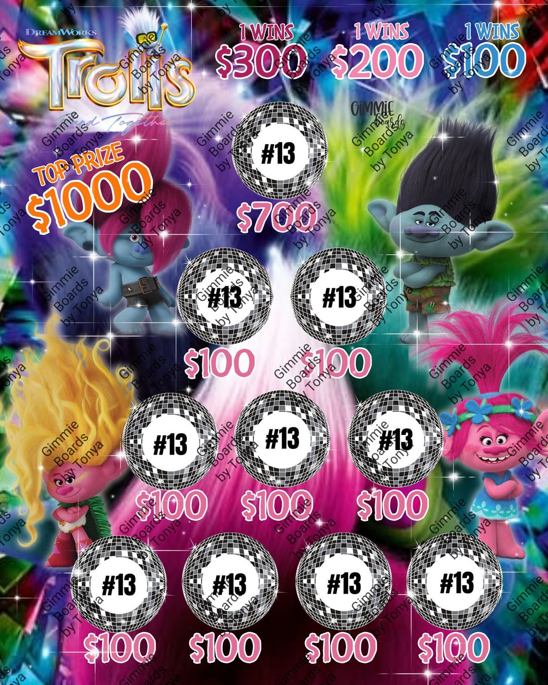 Trolls Band Together (3) Climber Bingo Board - Etsy