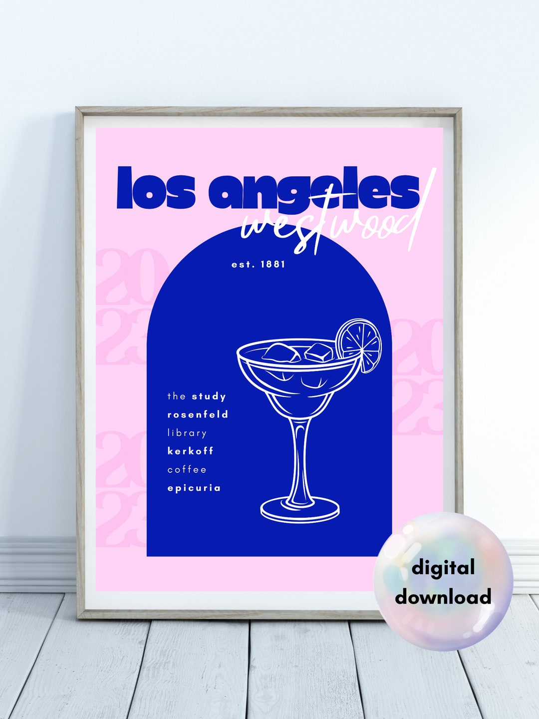 LOS ANGELES LA Instant Download Print, Westwood Printable Poster