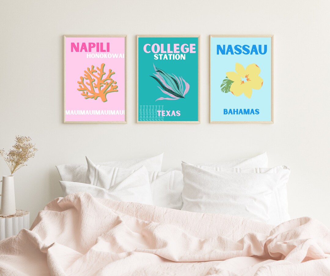 Print Set of 4 Preppy Travel Posters Custom Prints Hawaii - Etsy