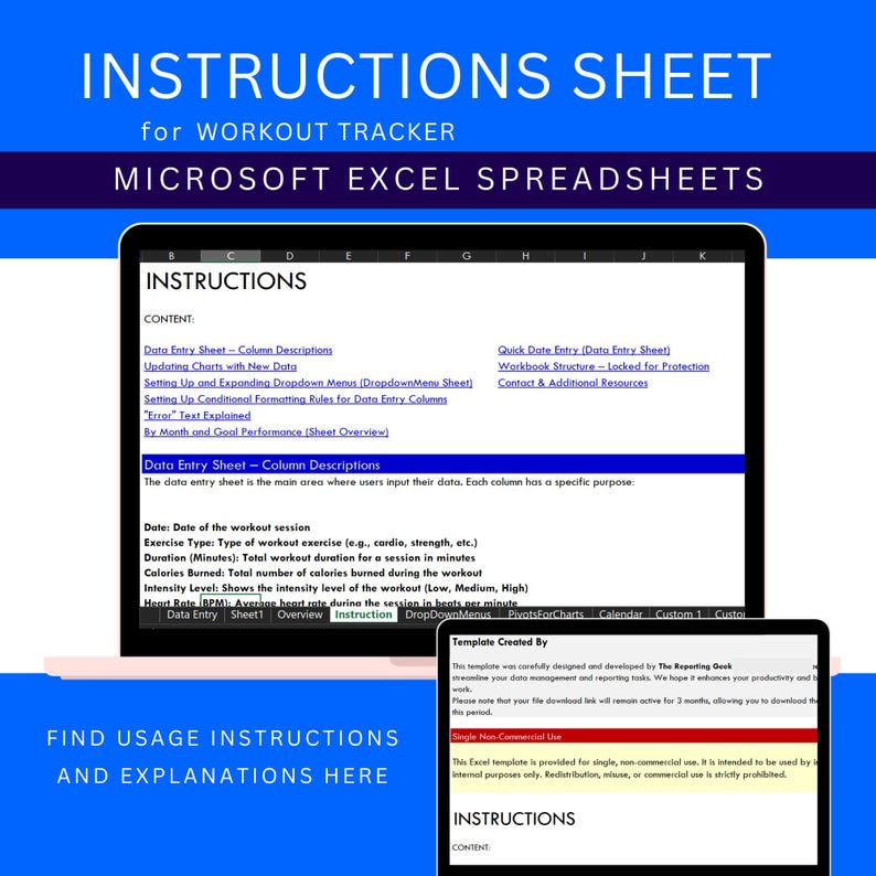 Workout Tracker Excel Template Fitness Tracker Spreadsheet for Exercise