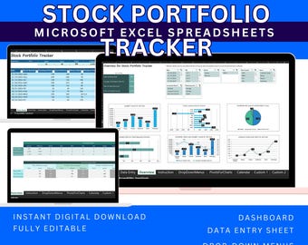 Excel Template Stock Portfolio Tracker, Investment Dashboard Spreadsheet, Dividend & Asset Performance Monitor Digital Download