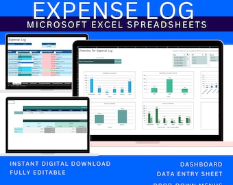 Plantilla de Excel para seguimiento de gastos, hoja de cálculo para el panel de finanzas personales y monitor de gastos mensuales (descarga digital)