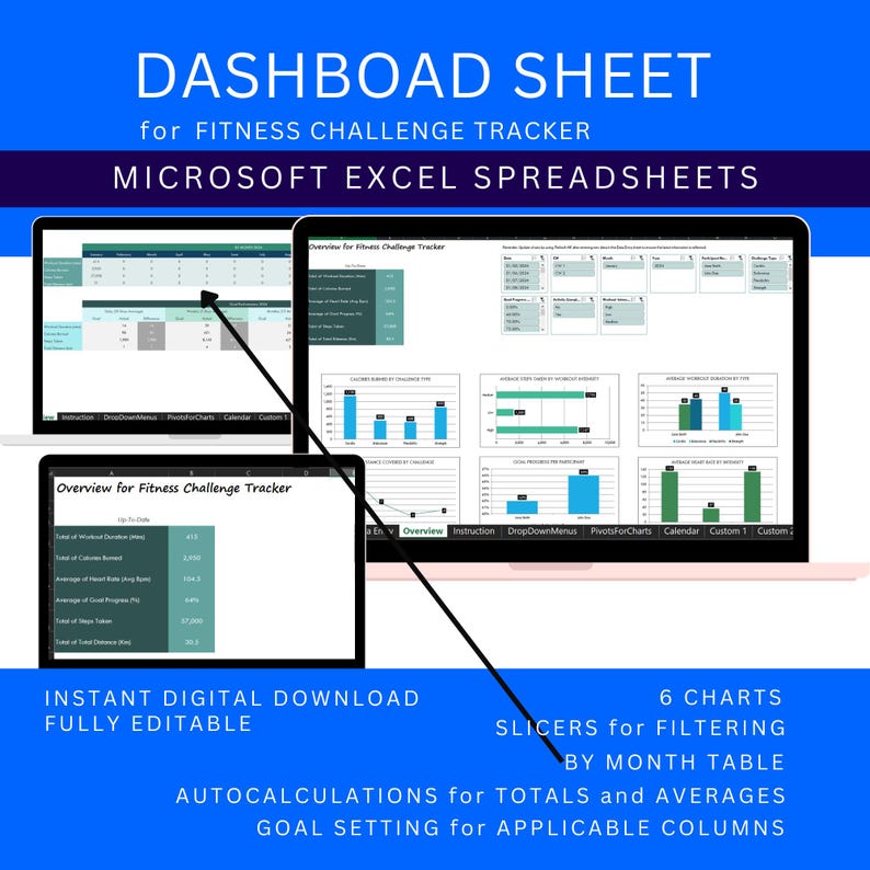 Fitness Challenge Tracker Track Your Fitness Challenges Sheet and Goals