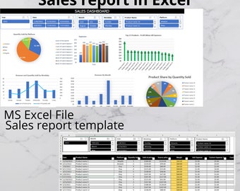 Plantilla de Excel para panel de ventas, rastreador de KPI de ingresos de comercio electrónico, hoja de cálculo para informes de análisis de tiendas online, descarga digital
