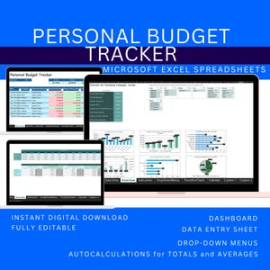 Personal Budget Tracker: Excel Template with Dashboard (Digital Download)
