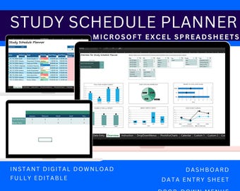 Excel Template Study Schedule Planner, Student Time Management & Exam Revision Tracker Spreadsheet Digital Download