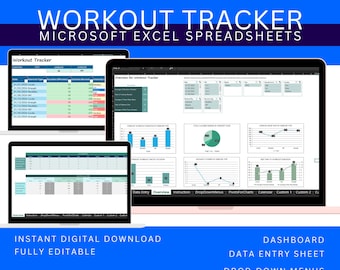 Excel Vorlage Trainingsplaner, Gym Fitness Tracker Tabelle, Übungstagebuch & Trainingsprogramm Digitaler Download
