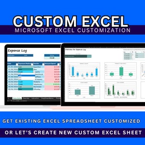 May include: A screenshot of a computer screen showing a Microsoft Excel spreadsheet with the title "Expense Log". The spreadsheet is organized by date, payment method, vendor, and amount spent. The spreadsheet also includes a total amount spent for the month. The spreadsheet is accompanied by a series of charts and graphs that visualize the data in the spreadsheet.