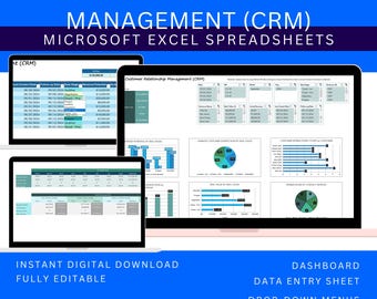 Excel Template CRM Client Tracker, Customer Management Spreadsheet, Small Business Contact Database Digital Download