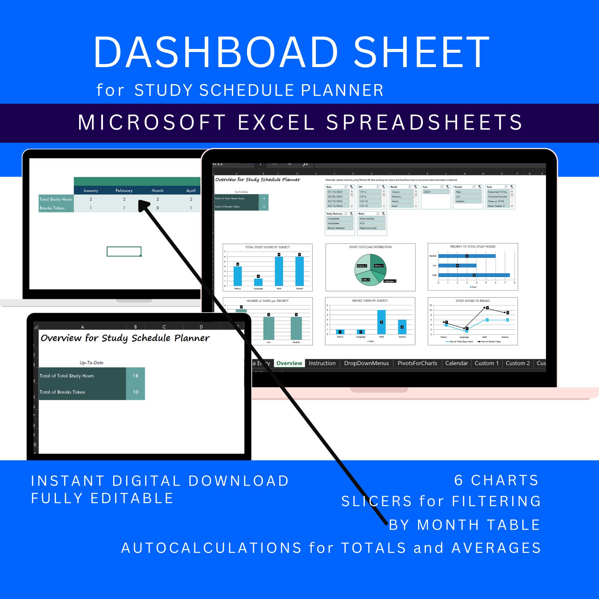 Excel Template Study Schedule Planner, Student Time Management & Exam ...