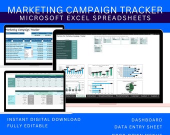Excel Template Marketing Campaign Tracker, Advertising Budget Planner, ROI & Performance Dashboard Digital Download